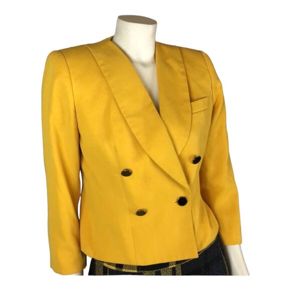 Vintage PETITE SOPHISTICATE yellow double breasted blazer size 2 - Picture 6 of 12